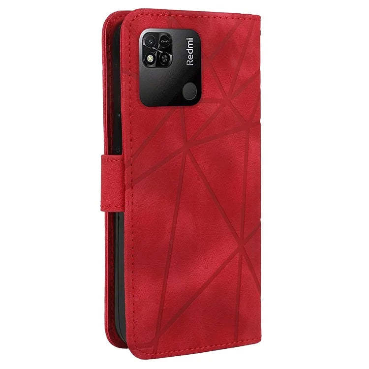 For Xiaomi Redmi 9C / 9C NFC / 10A Case Wallet Line Pattern Skin-Friendly Leather Cover