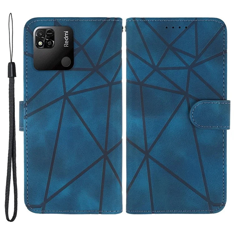 For Xiaomi Redmi 9C / 9C NFC / 10A Case Wallet Line Pattern Skin-Friendly Leather Cover
