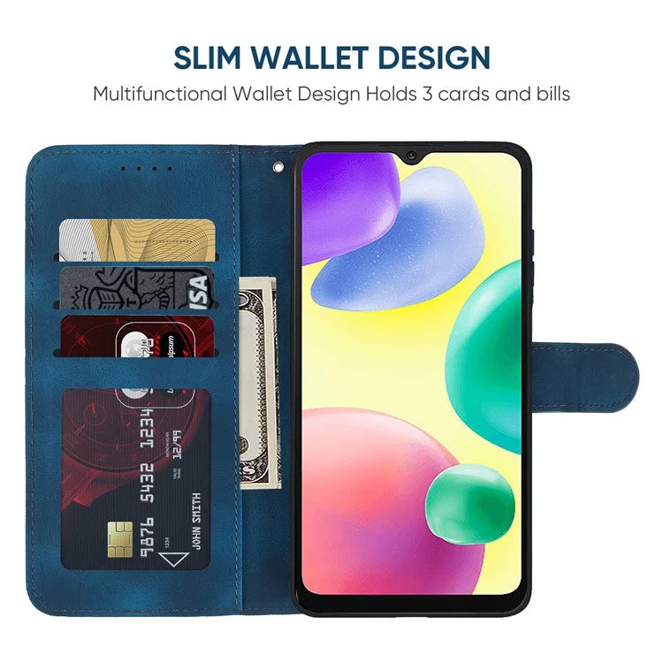 For Xiaomi Redmi 9C / 9C NFC / 10A Case Wallet Line Pattern Skin-Friendly Leather Cover