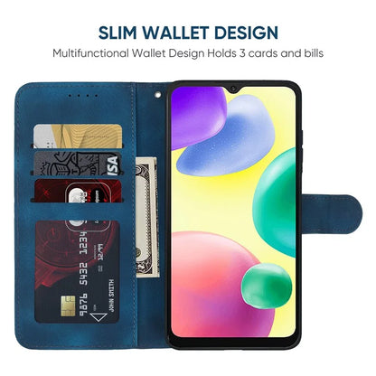 For Xiaomi Redmi 9C / 9C NFC / 10A Case Wallet Line Pattern Skin-Friendly Leather Cover