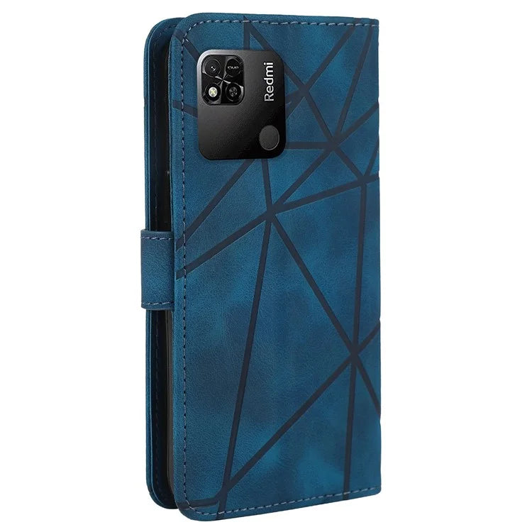 For Xiaomi Redmi 9C / 9C NFC / 10A Case Wallet Line Pattern Skin-Friendly Leather Cover