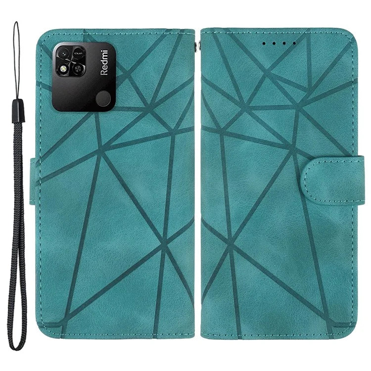 For Xiaomi Redmi 9C / 9C NFC / 10A Case Wallet Line Pattern Skin-Friendly Leather Cover
