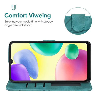 For Xiaomi Redmi 9C / 9C NFC / 10A Case Wallet Line Pattern Skin-Friendly Leather Cover