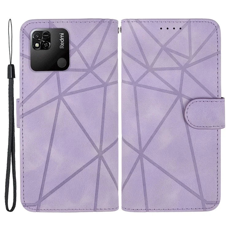 For Xiaomi Redmi 9C / 9C NFC / 10A Case Wallet Line Pattern Skin-Friendly Leather Cover