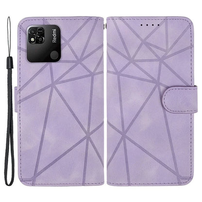 For Xiaomi Redmi 9C / 9C NFC / 10A Case Wallet Line Pattern Skin-Friendly Leather Cover