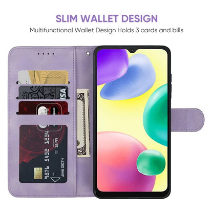 For Xiaomi Redmi 9C / 9C NFC / 10A Case Wallet Line Pattern Skin-Friendly Leather Cover