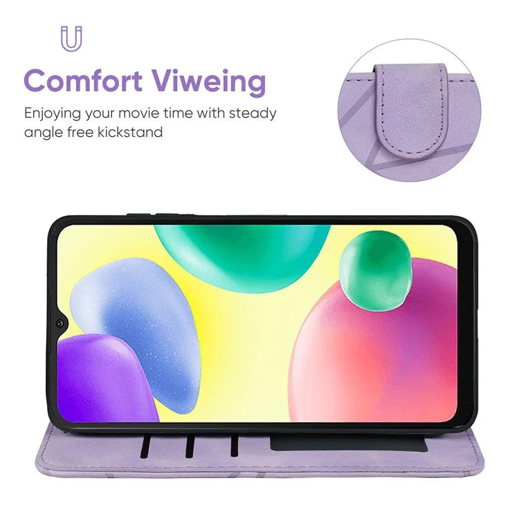 For Xiaomi Redmi 9C / 9C NFC / 10A Case Wallet Line Pattern Skin-Friendly Leather Cover