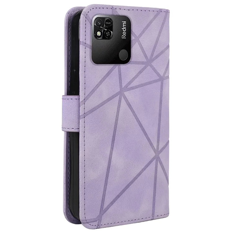 For Xiaomi Redmi 9C / 9C NFC / 10A Case Wallet Line Pattern Skin-Friendly Leather Cover