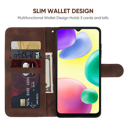 For Xiaomi Redmi 9C / 9C NFC / 10A Case Wallet Line Pattern Skin-Friendly Leather Cover