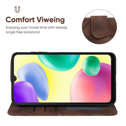 For Xiaomi Redmi 9C / 9C NFC / 10A Case Wallet Line Pattern Skin-Friendly Leather Cover