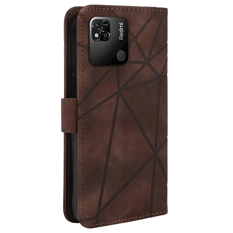 For Xiaomi Redmi 9C / 9C NFC / 10A Case Wallet Line Pattern Skin-Friendly Leather Cover