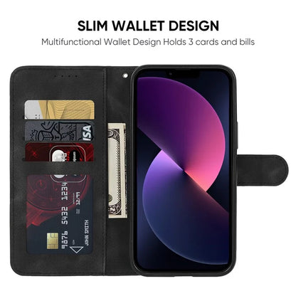 For iPhone 13 / 14 Case Lines Imprint PU Leather Wallet Phone Cover with Hand Strap