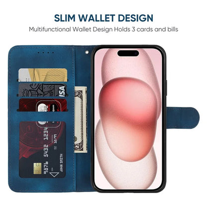 For iPhone 15 Case Skin-Touch Lines Imprint Leather Flip Phone Cases Wholesale