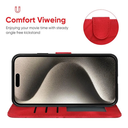 For iPhone 15 Pro Case Line Pattern Leather Full Protection Folio Phone Cover