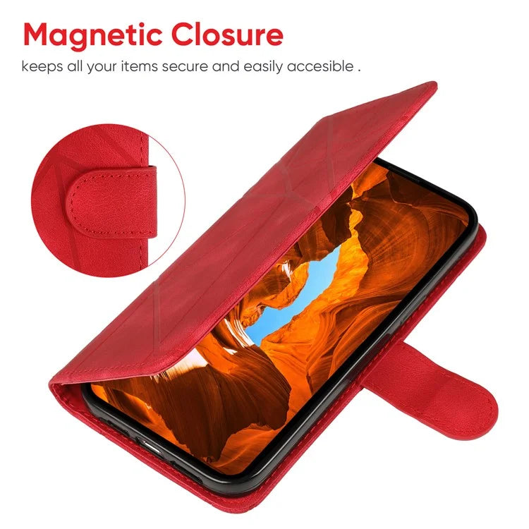 For iPhone 15 Pro Case Line Pattern Leather Full Protection Folio Phone Cover