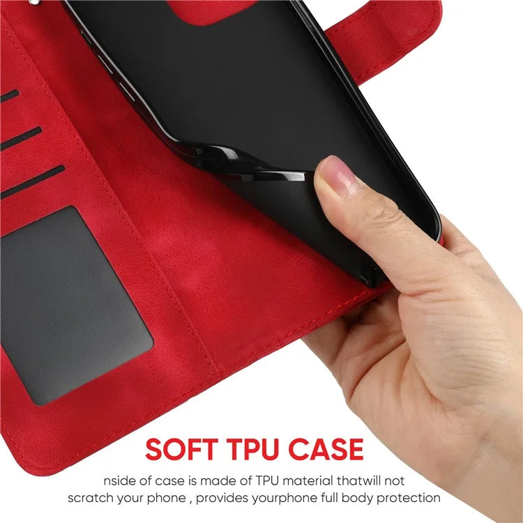 For iPhone 15 Pro Case Line Pattern Leather Full Protection Folio Phone Cover
