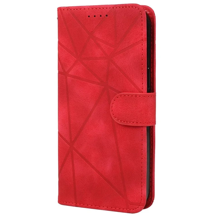 For iPhone 15 Pro Case Line Pattern Leather Full Protection Folio Phone Cover
