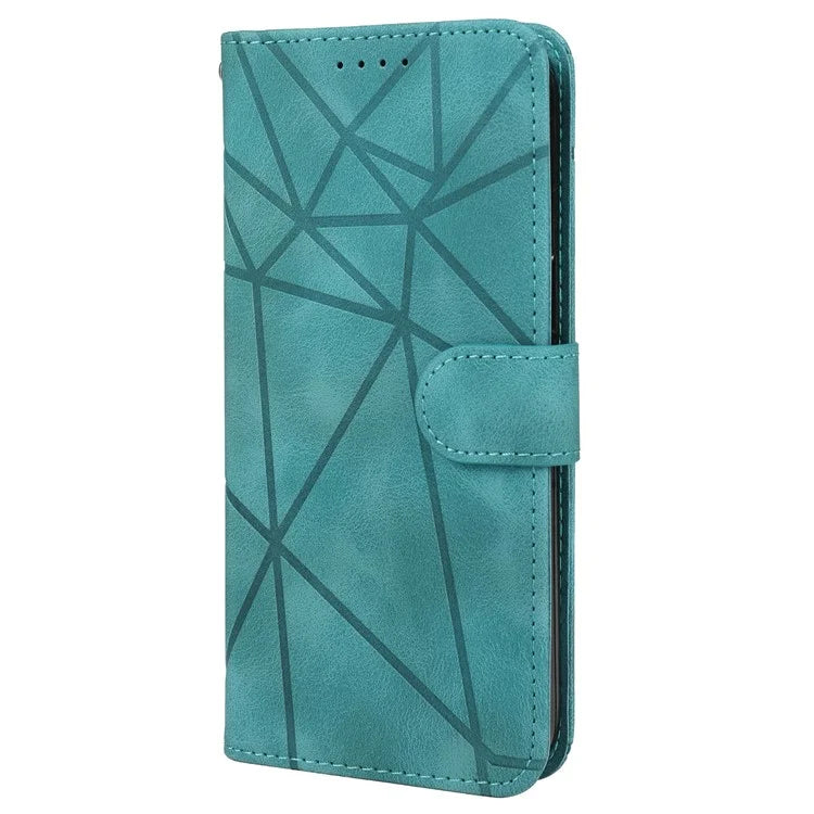 For iPhone 15 Pro Case Line Pattern Leather Full Protection Folio Phone Cover