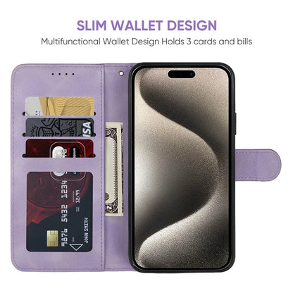 For iPhone 15 Pro Case Line Pattern Leather Full Protection Folio Phone Cover