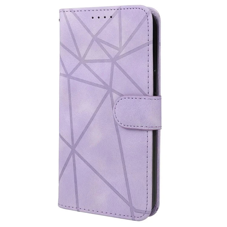 For iPhone 15 Pro Case Line Pattern Leather Full Protection Folio Phone Cover