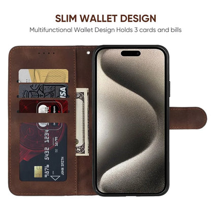 For iPhone 15 Pro Case Line Pattern Leather Full Protection Folio Phone Cover