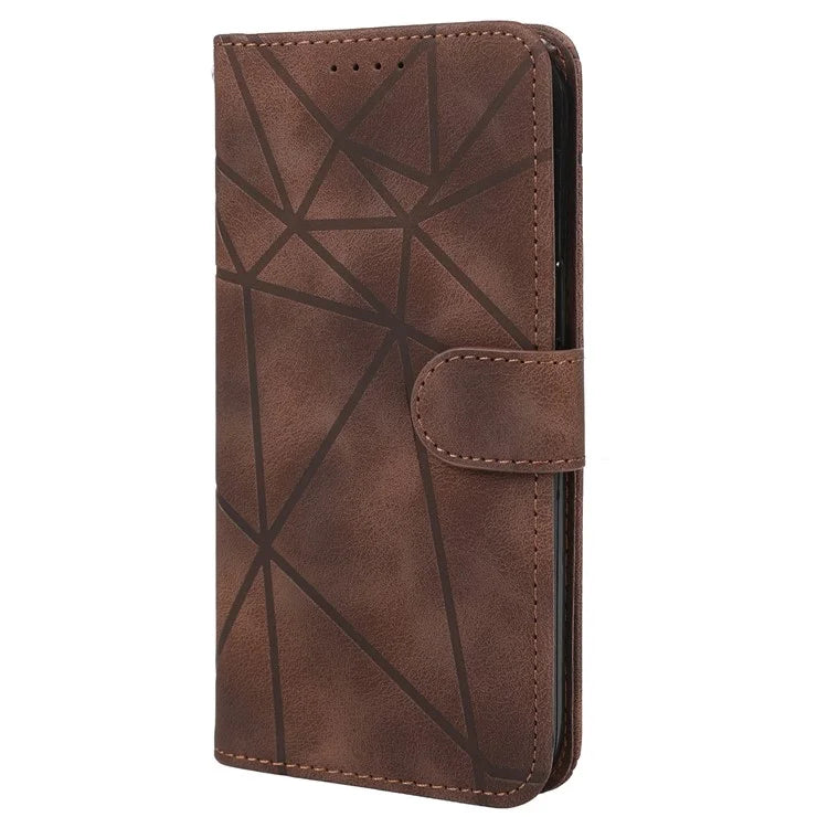 For iPhone 15 Pro Case Line Pattern Leather Full Protection Folio Phone Cover