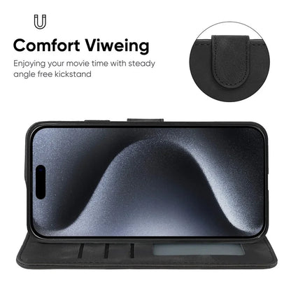 For iPhone 15 Pro Max Wallet Case Lines Imprint Skin-Touch Leather Phone Cover