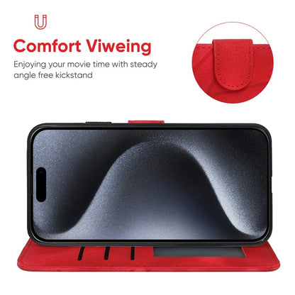 For iPhone 15 Pro Max Wallet Case Lines Imprint Skin-Touch Leather Phone Cover