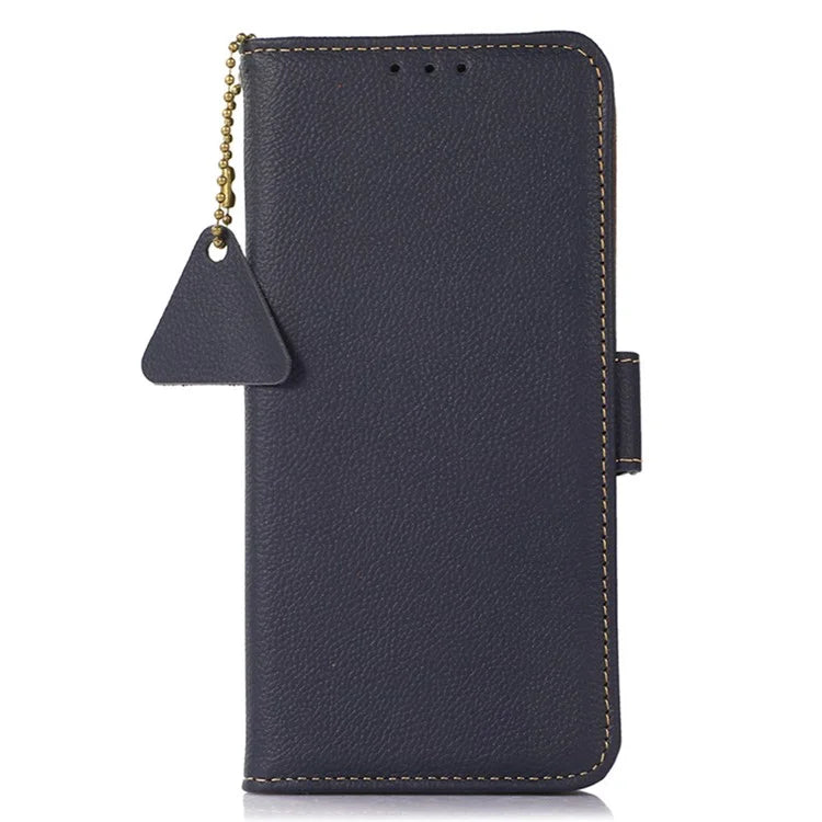 TJ For iPhone 16 Pro Case Genuine Cow Leather Phone Cover with RFID Blocking Wallet