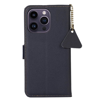 TJ For iPhone 16 Pro Case Genuine Cow Leather Phone Cover with RFID Blocking Wallet