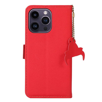 TJ For iPhone 16 Pro Case Genuine Cow Leather Phone Cover with RFID Blocking Wallet