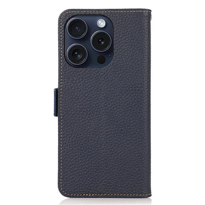 KHAZNEH For iPhone 16 Pro Max Wallet Case Genuine Cow Leather Phone Cover RFID Blocking