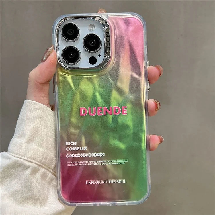 For iPhone 15 Pro Case Gradient Color Wrinkled Water Ripple PC+TPU Phone Cover