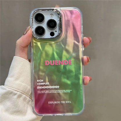 For iPhone 15 Pro Case Gradient Color Wrinkled Water Ripple PC+TPU Phone Cover