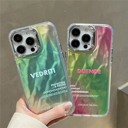 For iPhone 15 Pro Case Gradient Color Wrinkled Water Ripple PC+TPU Phone Cover