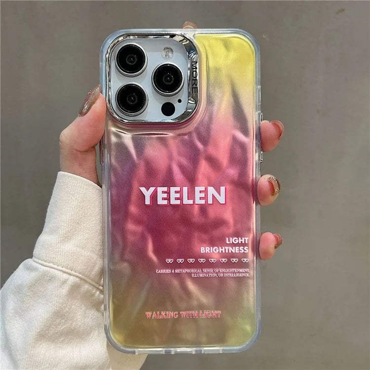 For iPhone 15 Pro Case Gradient Color Wrinkled Water Ripple PC+TPU Phone Cover