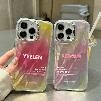 For iPhone 15 Pro Case Gradient Color Wrinkled Water Ripple PC+TPU Phone Cover
