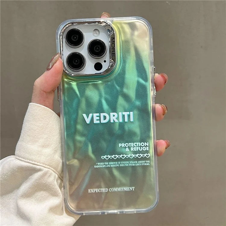 For iPhone 15 Pro Case Gradient Color Wrinkled Water Ripple PC+TPU Phone Cover