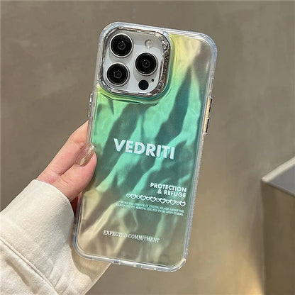 For iPhone 15 Pro Case Gradient Color Wrinkled Water Ripple PC+TPU Phone Cover