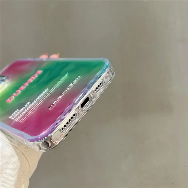 For iPhone 15 Pro Case Gradient Color Wrinkled Water Ripple PC+TPU Phone Cover
