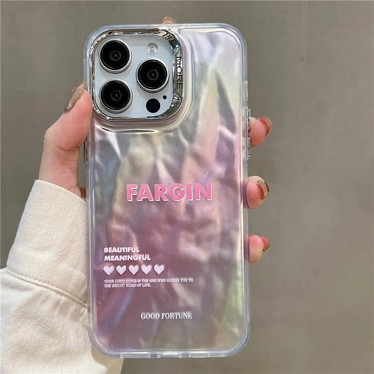 For iPhone 15 Pro Case Gradient Color Wrinkled Water Ripple PC+TPU Phone Cover