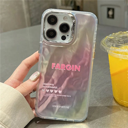 For iPhone 15 Pro Case Gradient Color Wrinkled Water Ripple PC+TPU Phone Cover