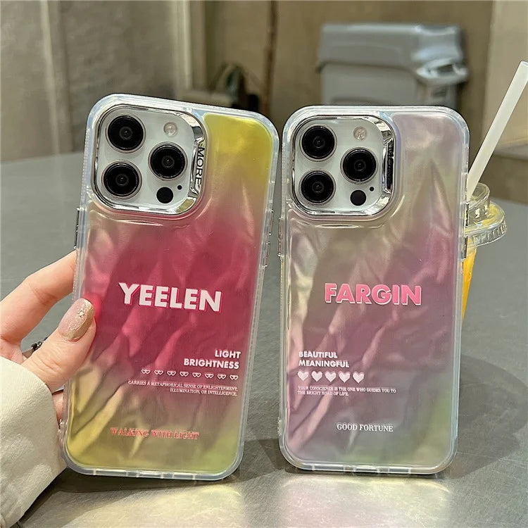 For iPhone 15 Pro Case Gradient Color Wrinkled Water Ripple PC+TPU Phone Cover