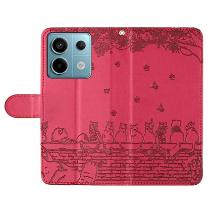 For Xiaomi Redmi Note 13 Pro 5G / Poco X6 5G Case Wall Cats Imprinted PU Leather Phone Cover