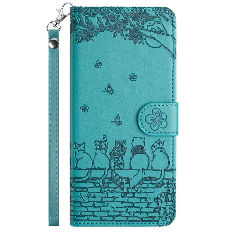 For Xiaomi Redmi Note 13 Pro 5G / Poco X6 5G Case Wall Cats Imprinted PU Leather Phone Cover