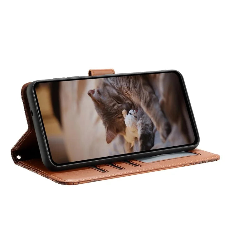 For Xiaomi Redmi Note 13 Pro 5G / Poco X6 5G Case Wall Cats Imprinted PU Leather Phone Cover