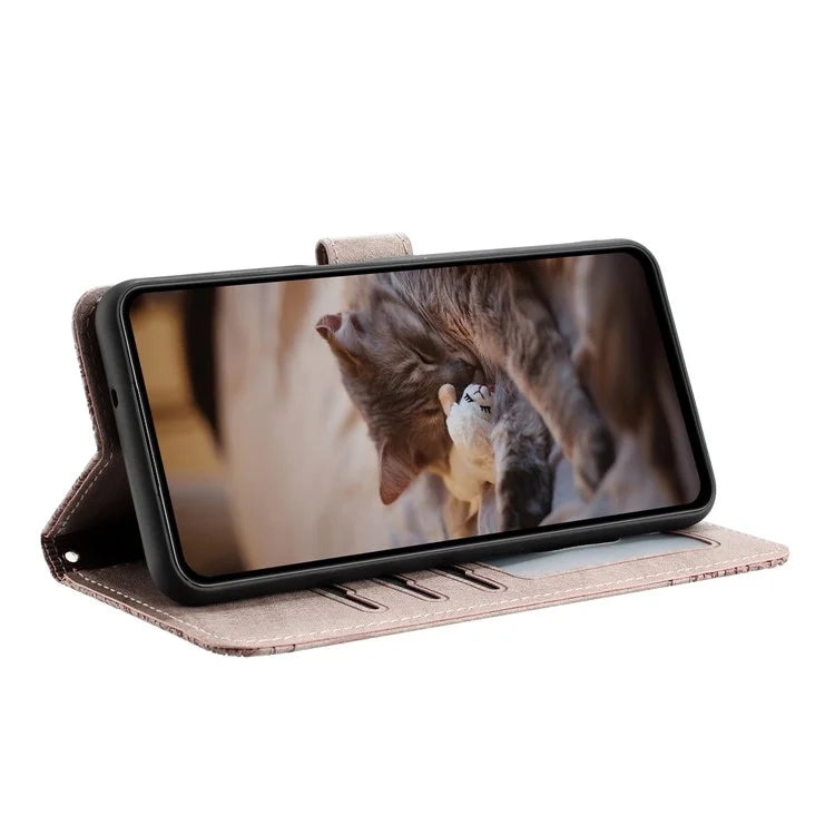 For Xiaomi Redmi Note 13 Pro 5G / Poco X6 5G Case Wall Cats Imprinted PU Leather Phone Cover