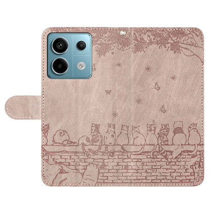 For Xiaomi Redmi Note 13 Pro 5G / Poco X6 5G Case Wall Cats Imprinted PU Leather Phone Cover