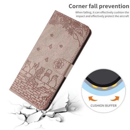 For Xiaomi Redmi Note 13 Pro 5G / Poco X6 5G Case Wall Cats Imprinted PU Leather Phone Cover