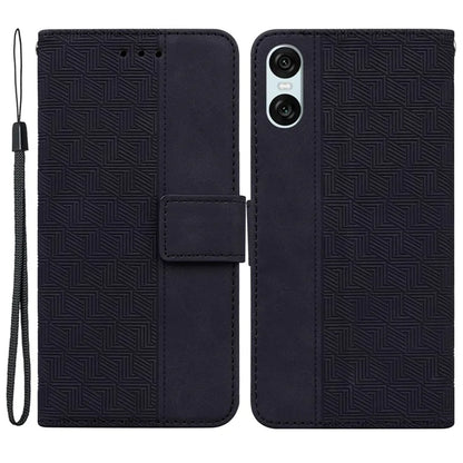 For Sony Xperia 5 VI Case Imprinted Geometry PU Leather Wrist Strap Phone Cover